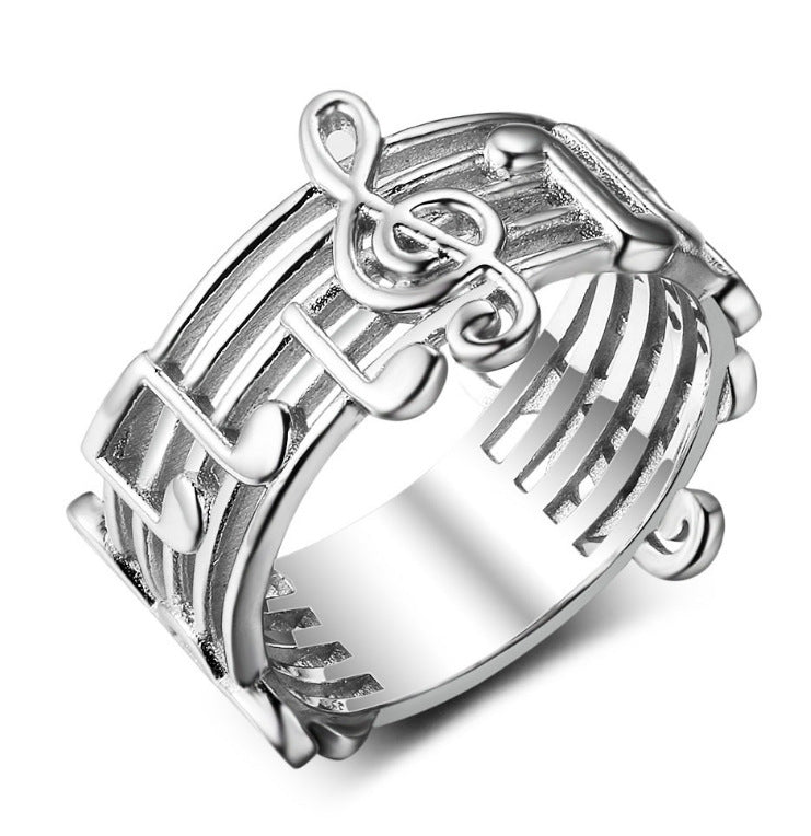 Women Alloy Letter Number Ring European American Fashion Jewelry Trendy Music Lover Accessory Gift Idea Band Ring