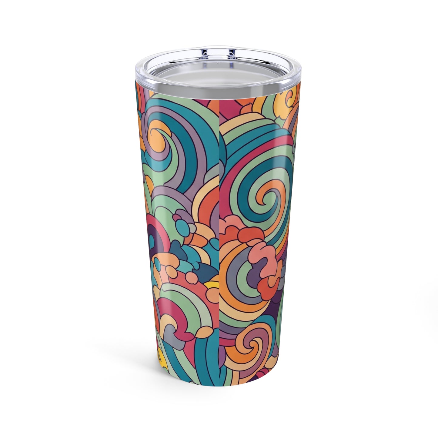 20 Oz Stainless Steel Tumbler With Printed Graphic Double Wall Vacuum Insulation Leak Proof Hot Cold Beverages