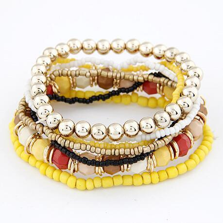 Stretchable Beaded Bracelet Elastic Alloy Acrylic Bangle
