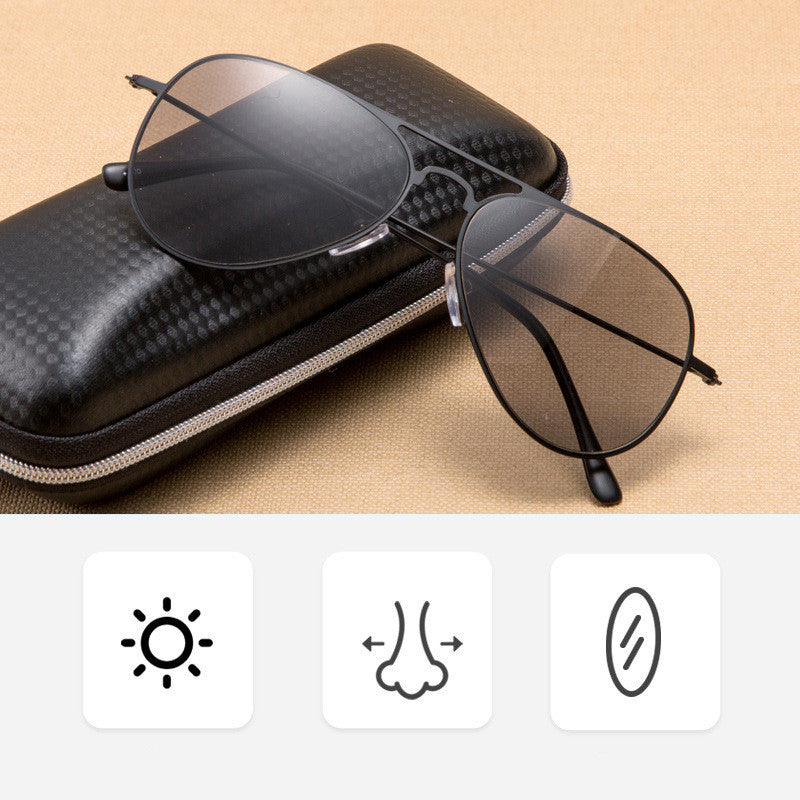 Sun Reading Glasses Full Lens Metal Frame Stainless Steel PC Lenses 140 mm Length Degrees 100 to 350 Diopters.