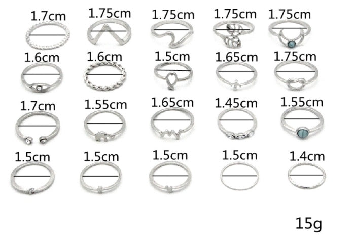 Bohemian Gold Plated Ring Elephant Moon Geometry Knuckle