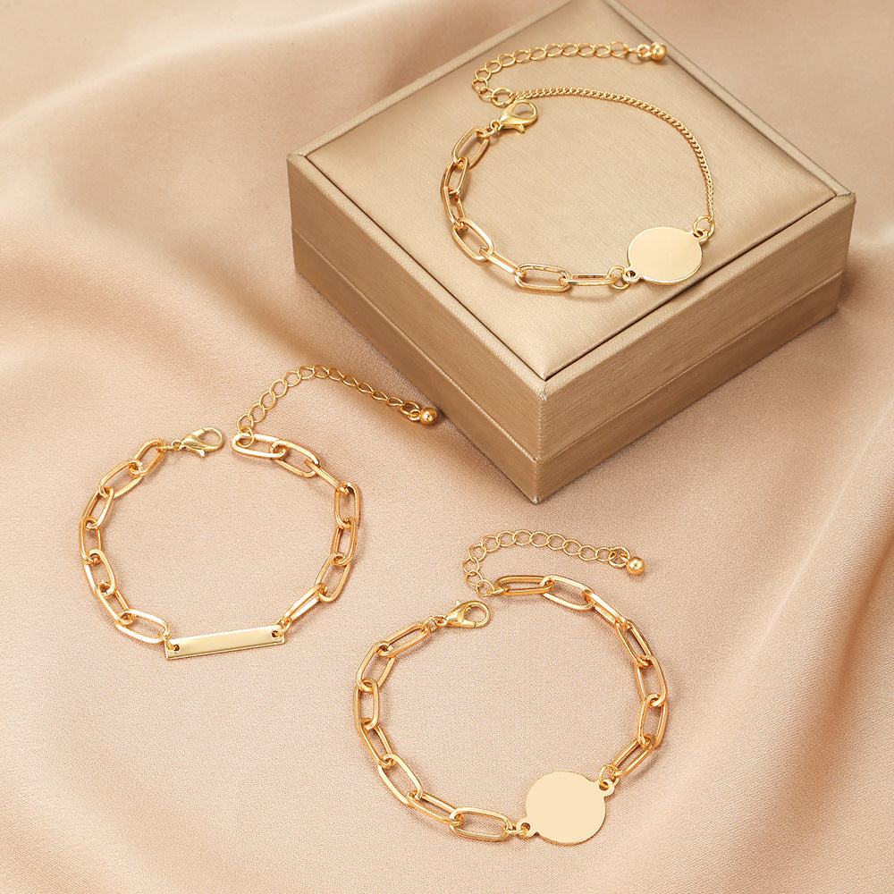 Unisex Alloy Bracelet Set Glossy Round Geometry Design Punk Style for Men and Women Jewelry A trendy accessory