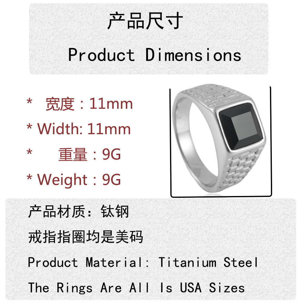 Titanium Steel Ring With Colorful Stone Square Design For Women Size 7 8 9 1 Polished Finish For Everyday Wear