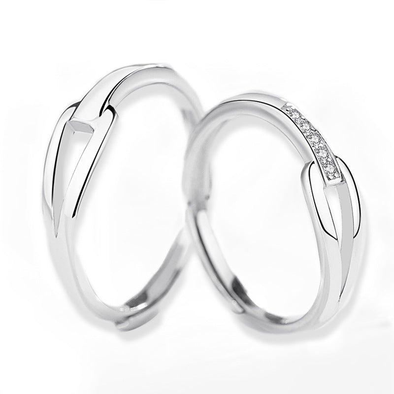 Couple Rings Simple Inlaid Diamonds Anniversary Gift