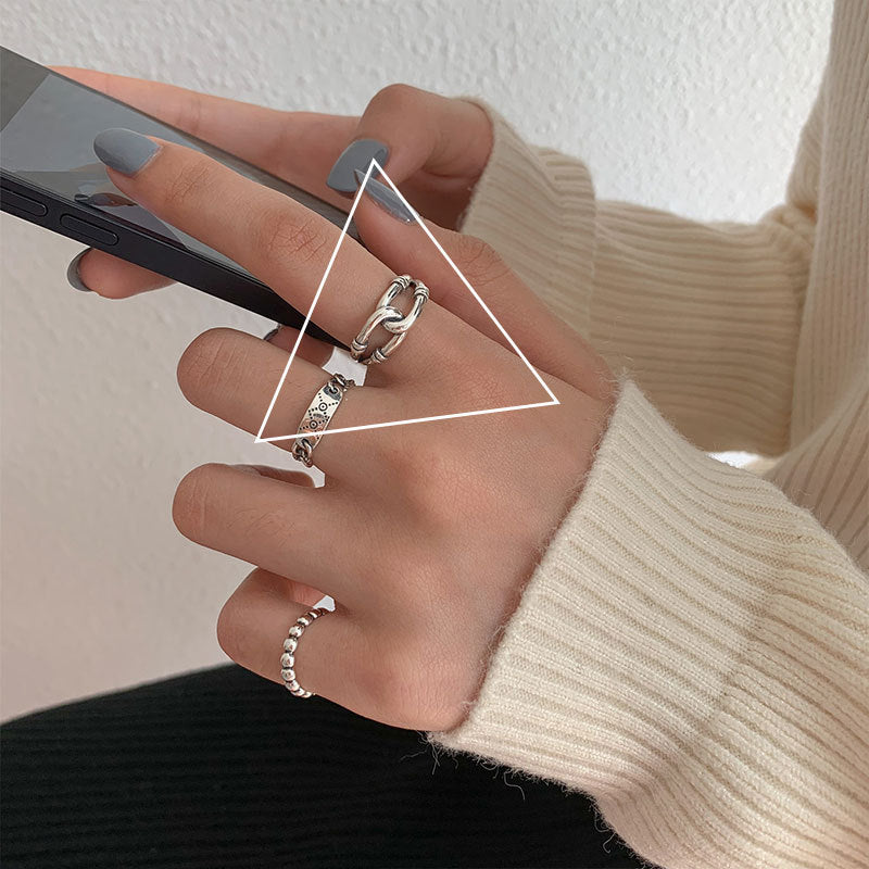 Geometric Square Ring Adjustable Opening Silver Plated Cupronickel Platinum Plated Jewelry For Women Fashion Trend
