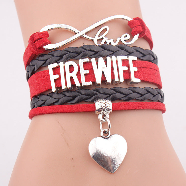 Unisex Leather Bracelet With Love Pendant Letter Charm Multi Layer Woven European Style Gift Anniversary Event