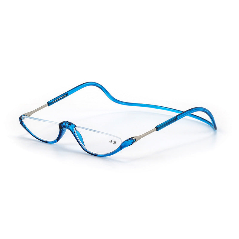 Folding Half Frame Reading Glasses With Magnetic Neck Closure Lightweight PC Frame TAC Lenses Foldable Pockets