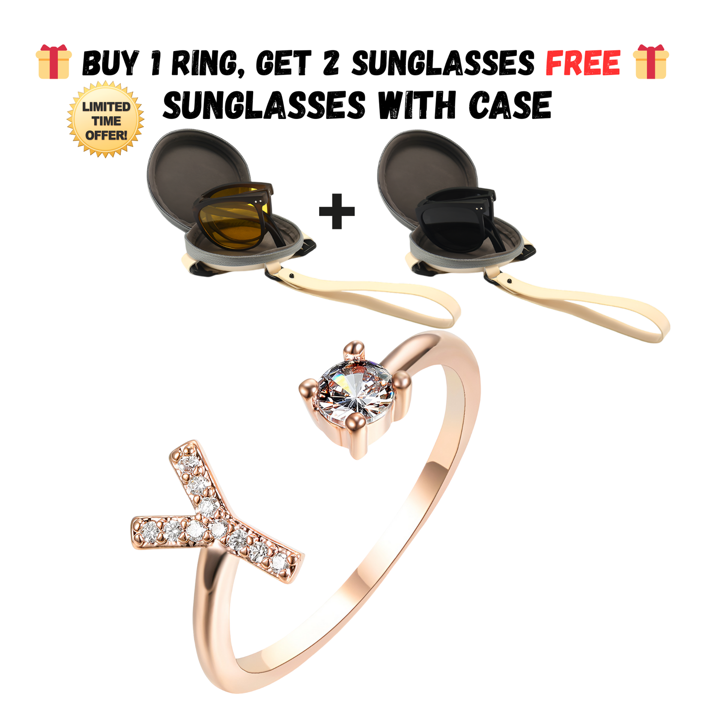 Adjustable Letter Zircon Ring with Alphabet Initials A Z Copper Alloy Jewelry Gift for Women Elegant Gift Idea