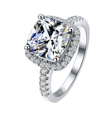 Ladies Square Round Diamond Ring Creative Micro Set Zircon Simple Jewelry Fine Craftsmanship Everyday Sparkles