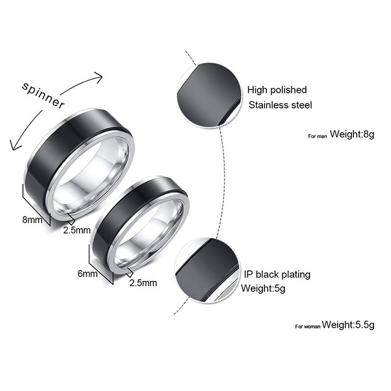 Stainless Steel Rotating Ring Geometric Modern Band With Smooth Spin For Daily Wear Adjustable Ring Wear Style