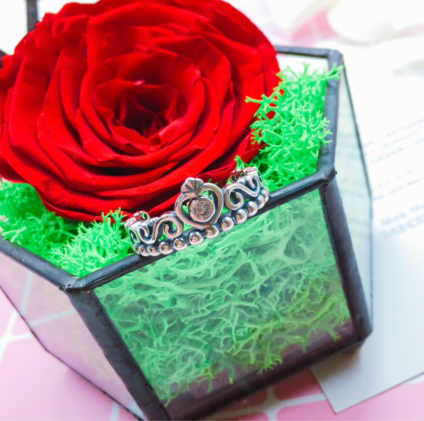 Silver Crown Ring With Diamond Electroplated Finish Crown Shape Ring European American Style Festival Gift Set