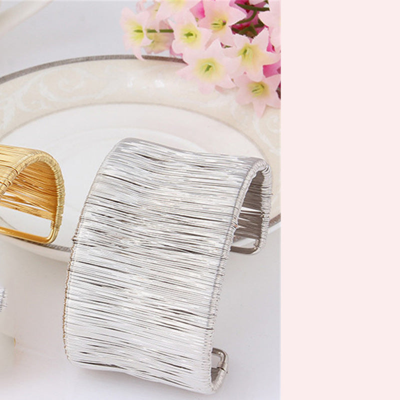 Unisex Open Cuff Bangle Bracelet Geometric Wire Design Adjustable Jewelry Fashion Accessory Gift Idea Everyday