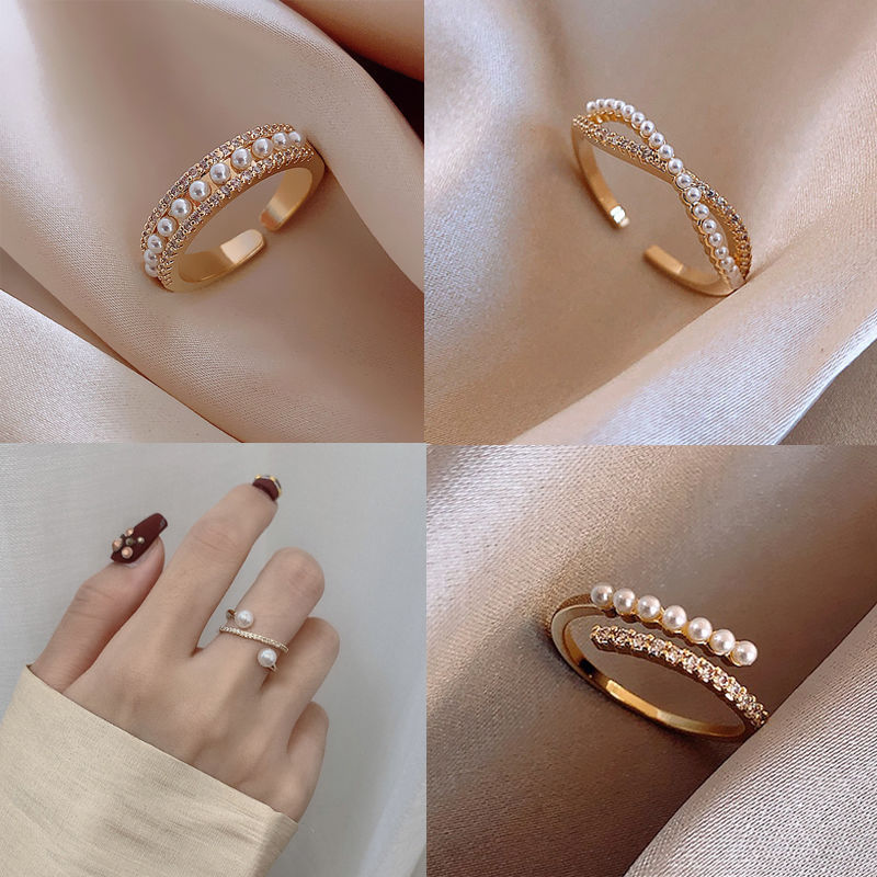 Pearl Ring For Women Copper Plated Rose Gold And K Gold Styles Cross Pearl Ring Star Braided Simple Pearl Collection