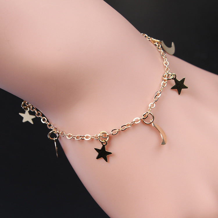 Star And Moon Bracelet Adjustable Alloy Chain With Celestial Charms Gift Ready Golden And Silver Extender Luxe