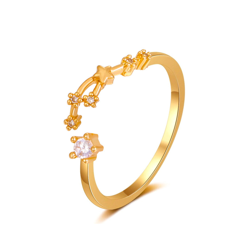 Copper Zircon Celestial Ring For Women Inlaid Constellation Astrology Jewelry Delicate Everyday Ring Gift Tips