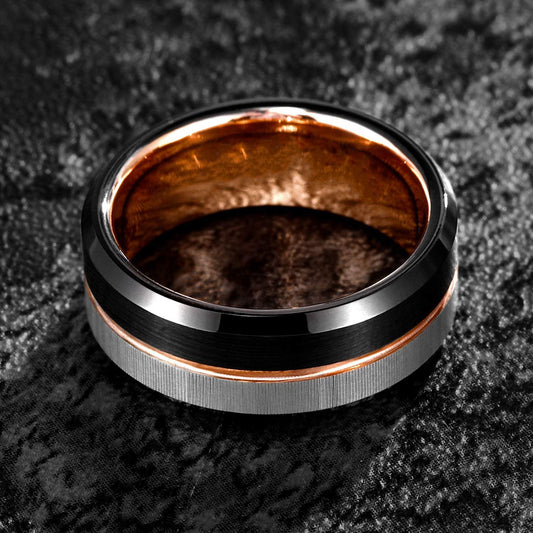 Unisex Stainless Steel Ring Rose Gold Black Silver Fashion Creative Modern Statement Durable Versatile Banding