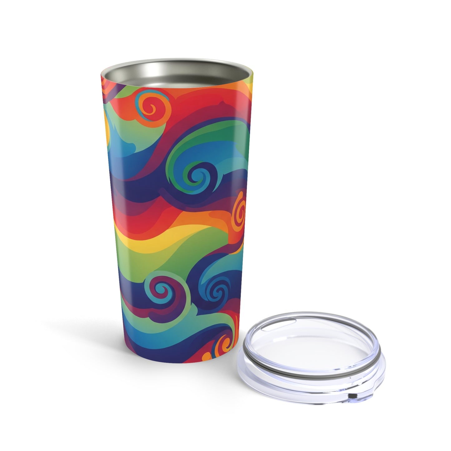 20 Ounce Stainless Steel Tumbler With Printed Design Double Wall Vacuum Insulation Spill Resistant BPA Free