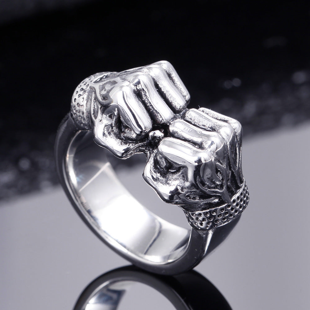 Mens Stainless Steel Geometric Knuckle Ring Handmade Jewelry