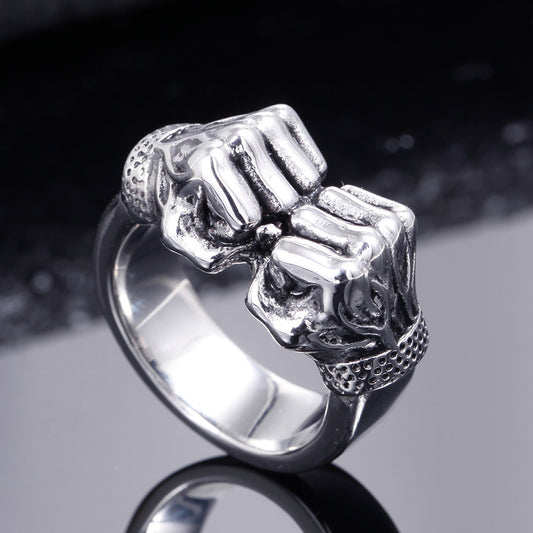 Mens Stainless Steel Geometric Knuckle Ring Handmade Jewelry
