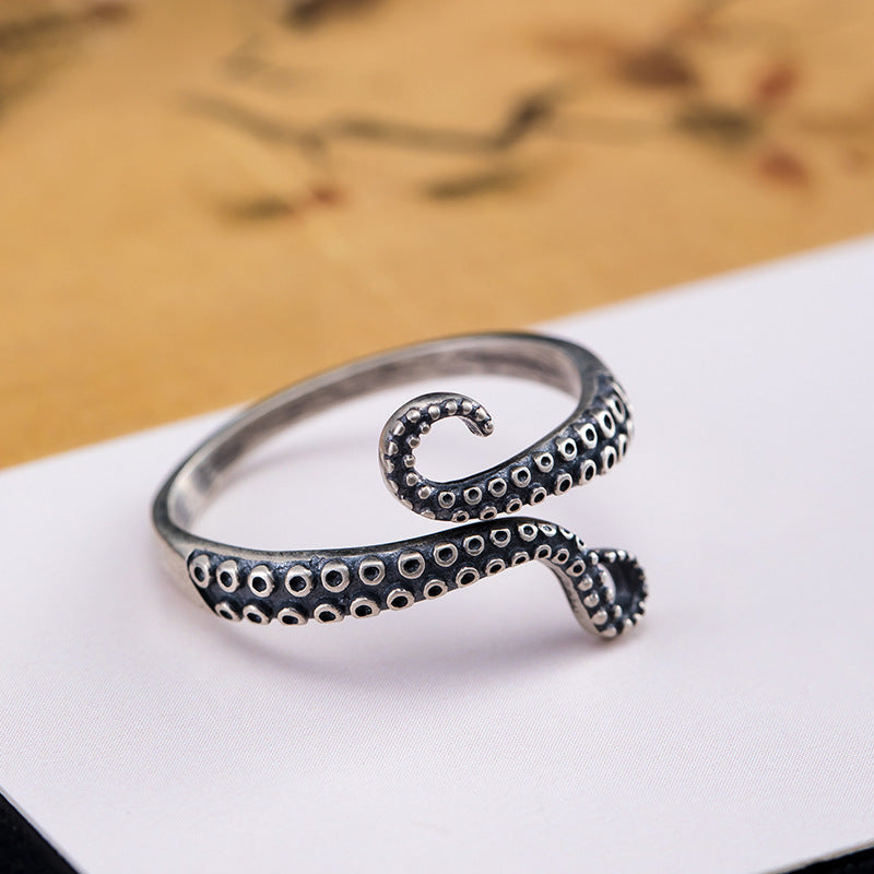 Womens Octopus Rings Adjust Open Antique Finish Alloy Fashion Ring Animal Modeling Personality Creativity Cell