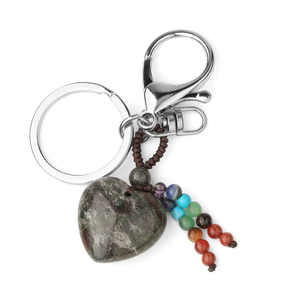 Natural Stone Keychain Electroplated Love Heart Key Chain Water Drop Bell Freshly Baked Unique Stone Drop Bell
