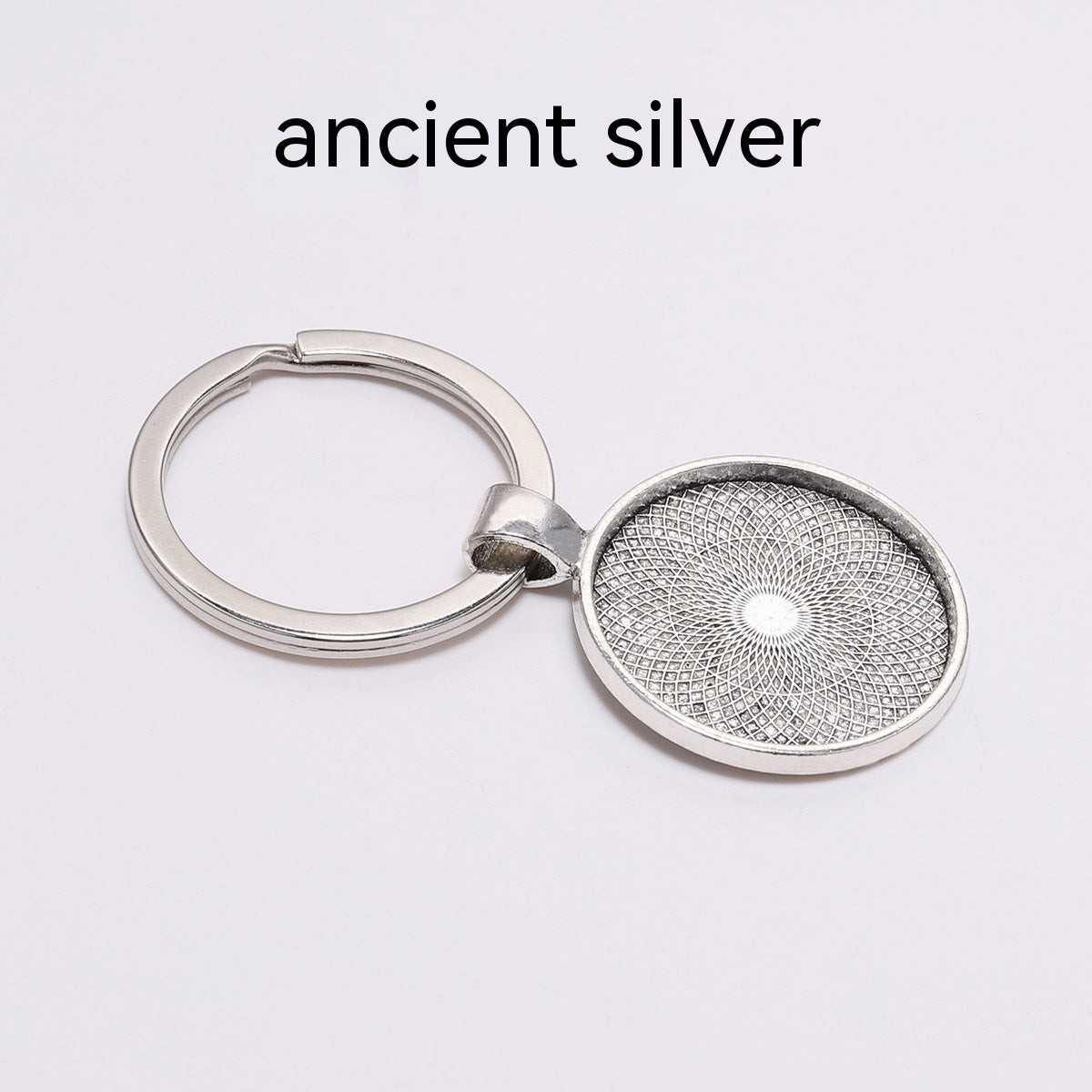 Metal Key Ring Pendants 5 Piece Pack Nickel Free Keychains Southeast Asian Decor Charms Embossed White K Antique