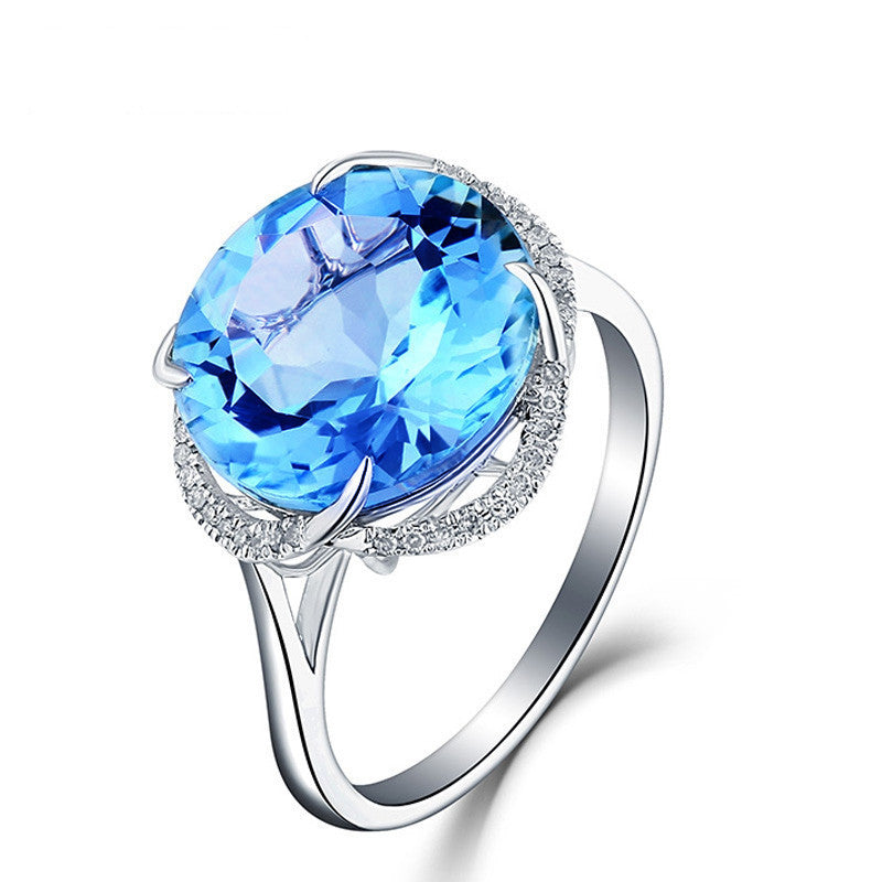 Topaz Colored Gemstone Ring for Women Sterling Silver Jewelry Elegant Night Accessory Fashionable Gift For Her