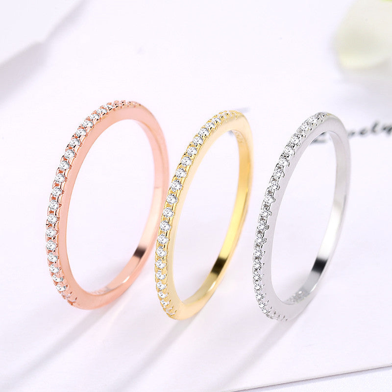 Single row full diamond round ring
