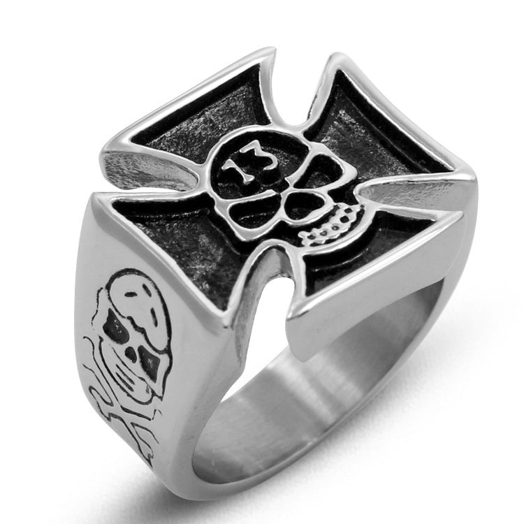 Men's Stainless Steel Skull Ring Vintage Animal Zodiac Biker Ring Steel Color Jewelry for Men Animal Statement Ring Cool Men's Ring Fashion Jewelry