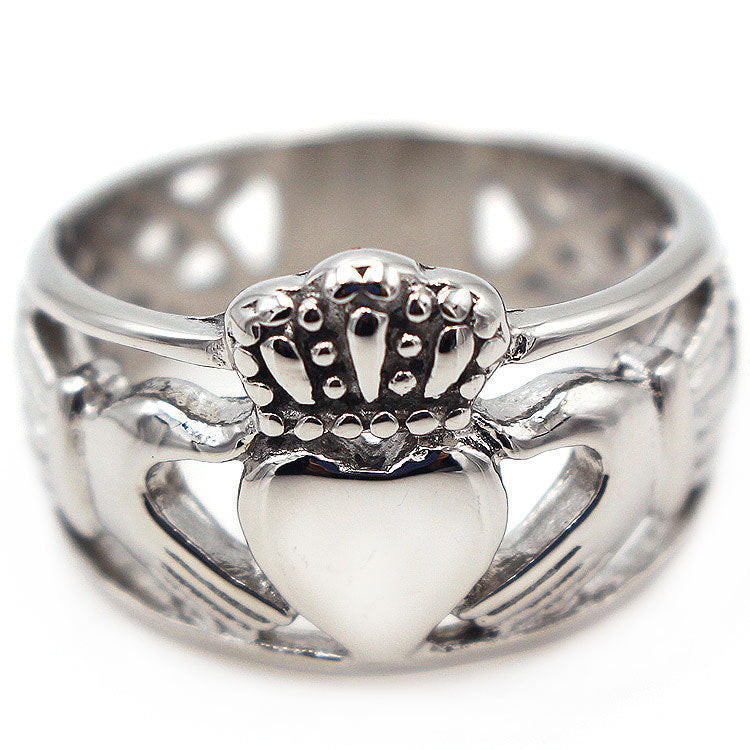 Womens Fashion Ring Hollow Crown Love Heart Shaped Ring Electroplated Alloy European American Geometry Element Festival