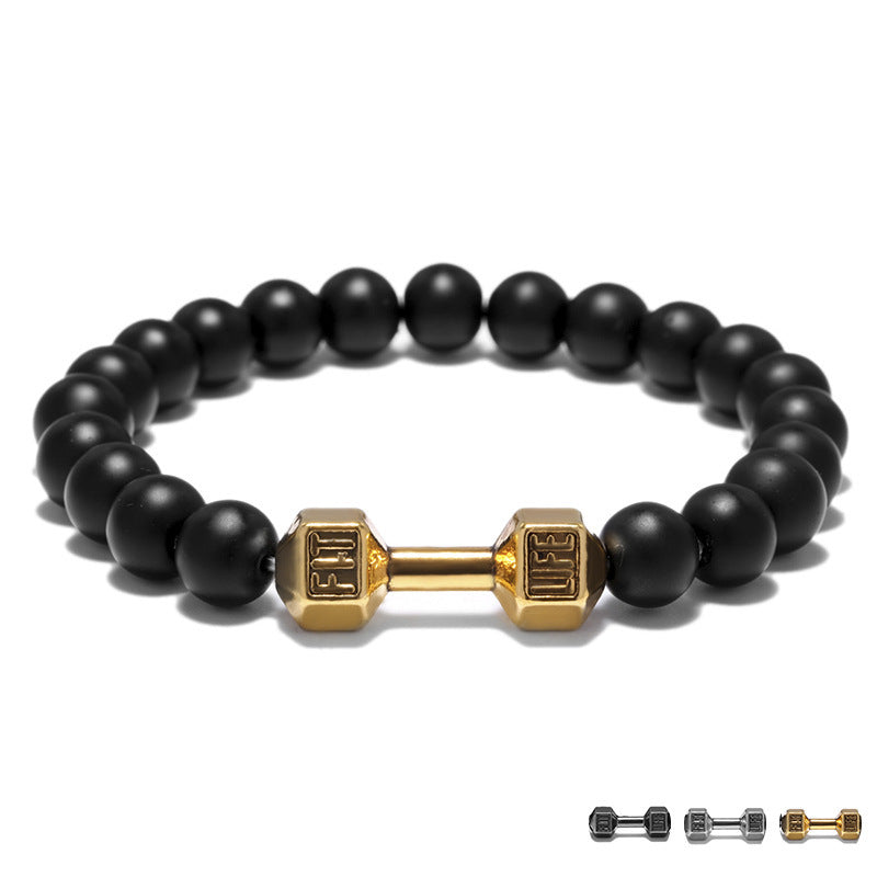 Dumbbell Beads Bracelet Fitness Jewelry Weightlifting Bracelet Sporty Accessory Gift Fitness Enthusiasts Metal