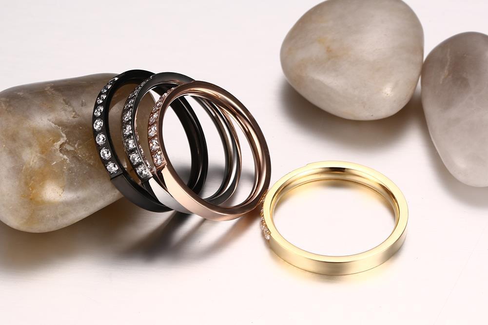 Women Stainless Steel Zircon Ring 3mm Round Prong Setting Engagement Wedding Band Jewelry For Her Durable Fashion