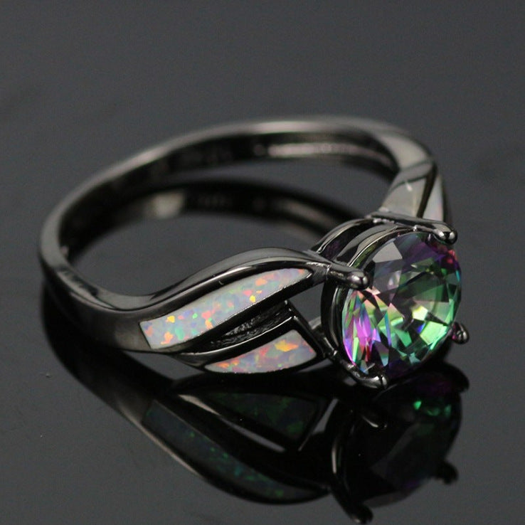 Women Cubic Crystal Ring Colorful Dazzling Alloy Fashion Jewelry Durable Versatile Statement Gift Elegant Look