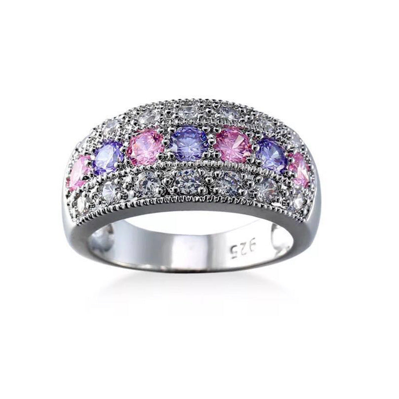 Zircon Color Diamond Copper Jewelry European American Style Geometric Design Electroplated Finish Fashion Shine