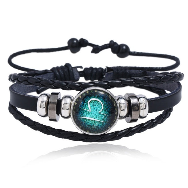 Couples Woven Leather Bracelet Vintage Constellation Design Zodiac Gift For Anniversary Travel Keepsake Gift Box Ready