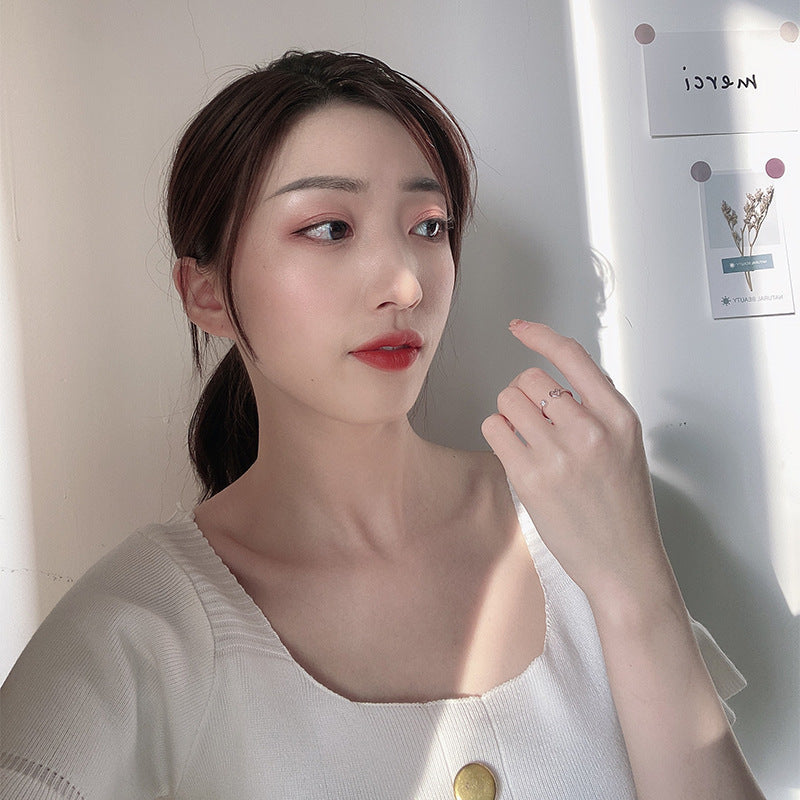 Womens 925 Sterling Silver Heart Shaped Ring Adjustable Gemstone Inlaid Elegant Jewelry For Ladies Pure Silver