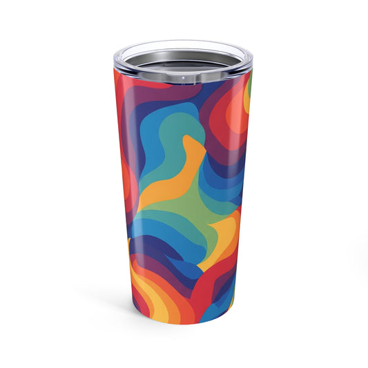 Twenty Ounce Stainless Steel Tumbler With Printed Design Vacuum Insulated Double Wall Travel Mug Spill Resistant