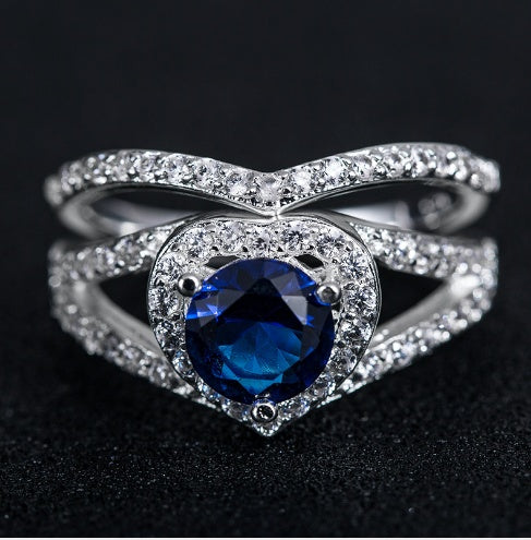 Heart Shaped Diamond Ring 18K Platinum Plated German Electroplating Durable Alloy Jewelry Gift For Her Timeless Gift
