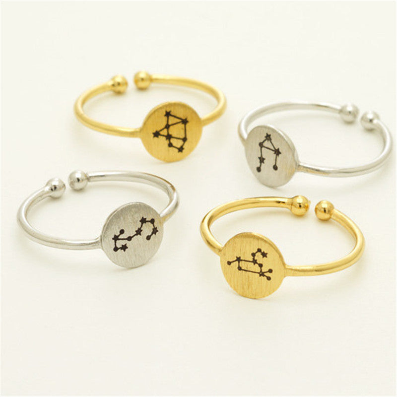 Unisex Adjustable Ring Gold Plated Celestial Jewelry Constellation Theme Everyday Wear Gift for Her or Him Fashionable
