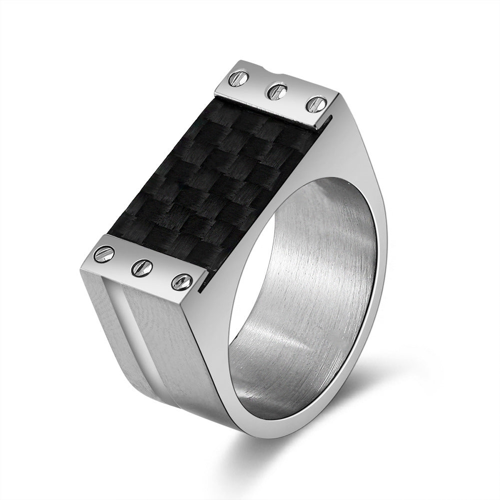 Black Woven Pattern Ring Stainless Steel Band Unisex Everyday Wear Durable Minimalist Jewelry Comfort Polished