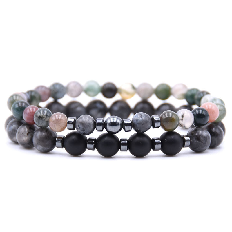 Natural Stone Bracelet With Alloy Accents Elastic Line Design For Women And Girls 19cm Modern Everyday Style A