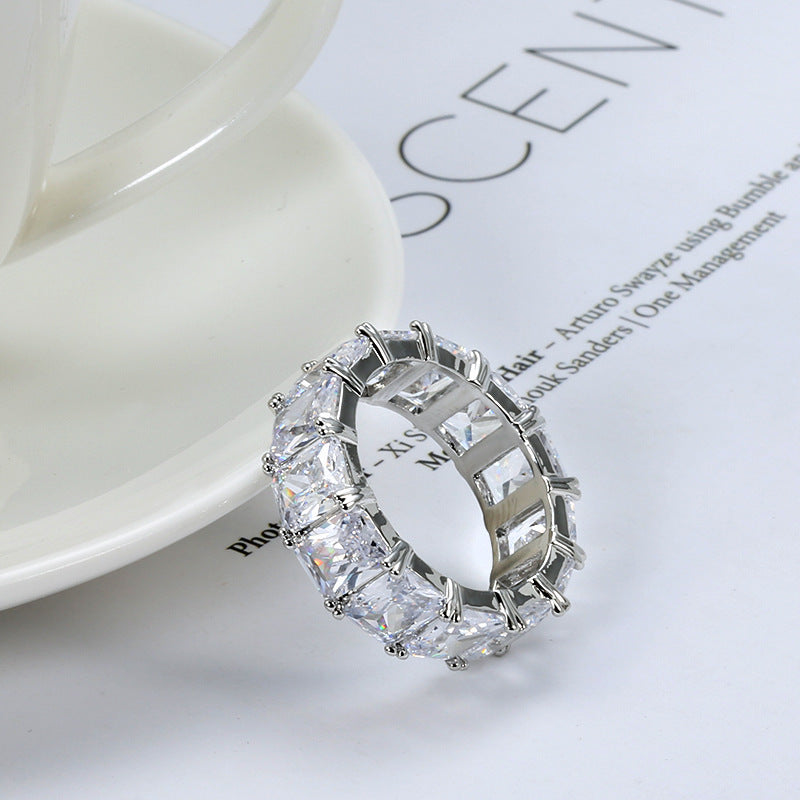Fashion Bright Diamond Square Gemstone New Ring Women