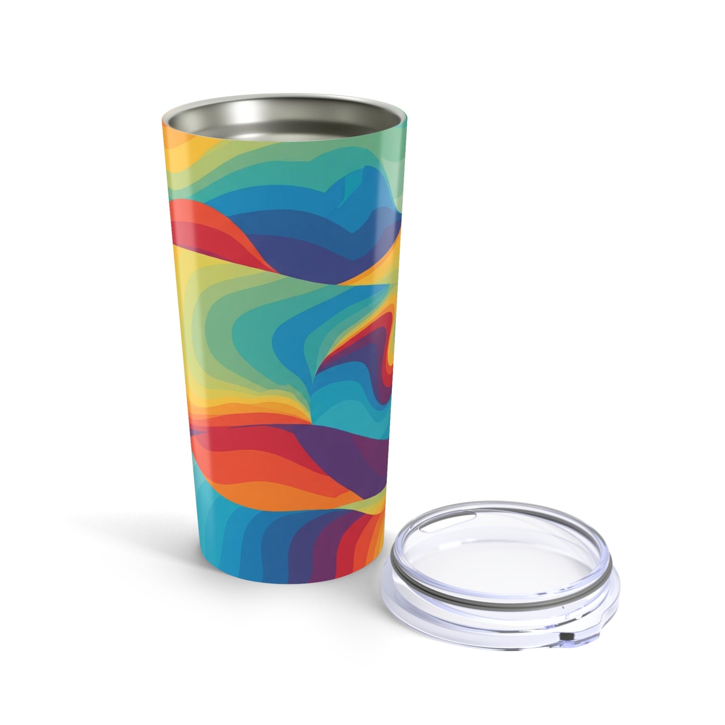 20oz Stainless Steel Tumbler With Printed Artwork Double Wall Insulation Spill Resistant Lid Dishwasher Safe