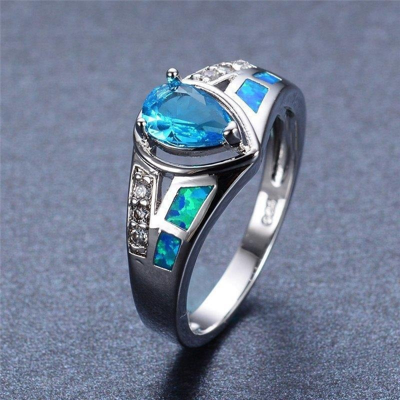Unisex Opal Inlaid Ring European Gold Plated Silver 925
