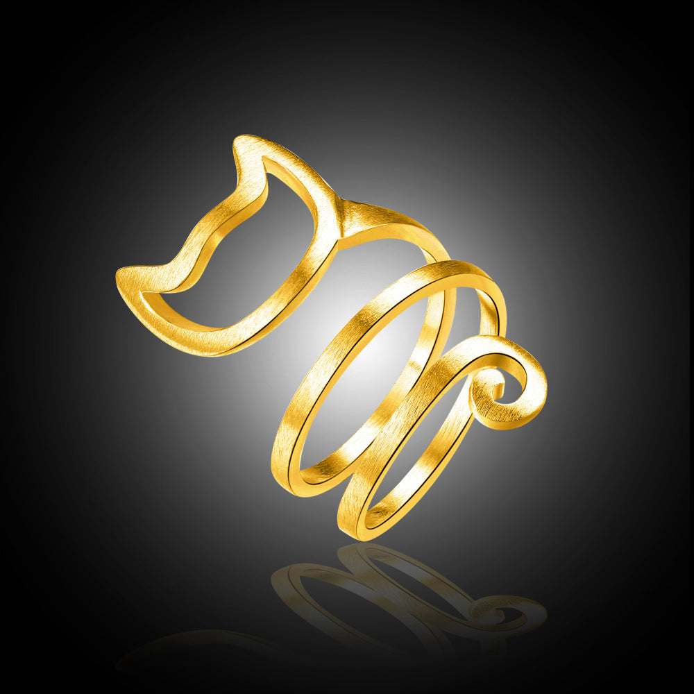 Womens Adjustable Matte Cat Ring Kitten Animal Finger Ring Durable Alloy Wrap Design Jewelry Gift For Cat Lovers