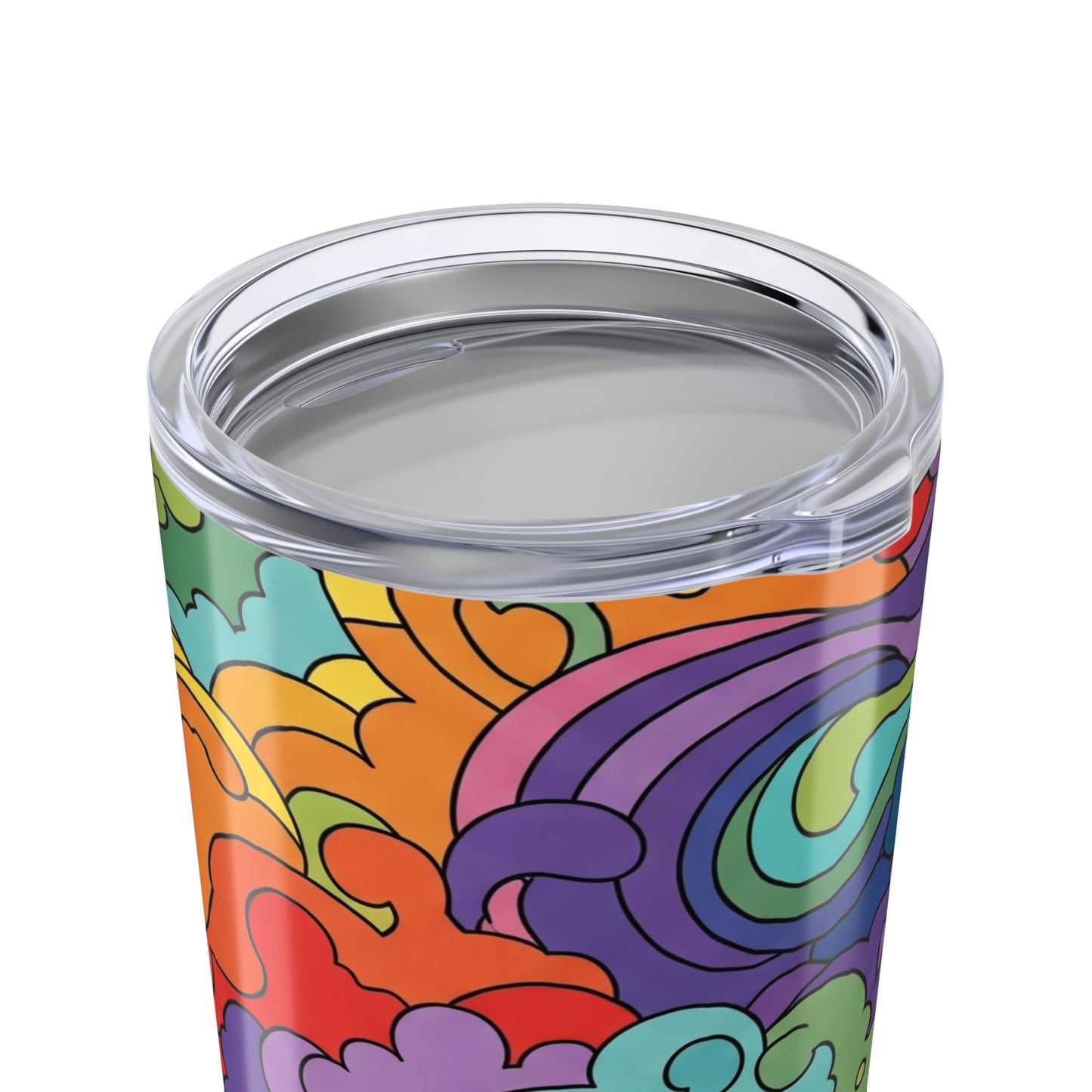 20oz Stainless Steel Tumbler With Printed Design Vacuum Insulated Spill Resistant Lid BPA Free Drink Container