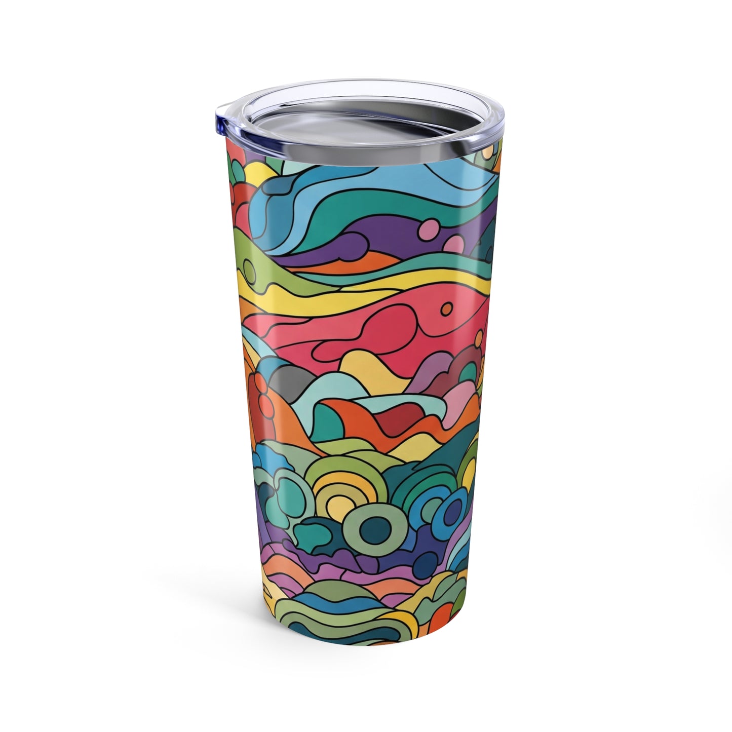 20oz Stainless Steel Travel Tumbler Double Wall Vacuum Insulated Leak Proof Printed Design Beverage Mug With Lid