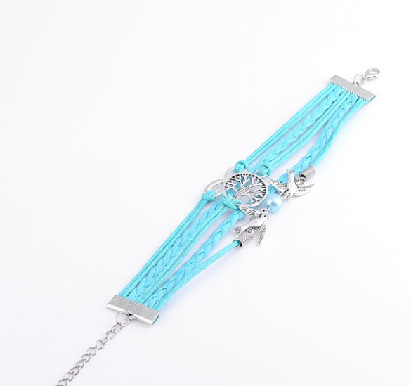 Womens Alloy Bracelet Vintage Hand Woven Jewelry European Fashion Animal Zodiac Signs Big Tree Design Gift For Her