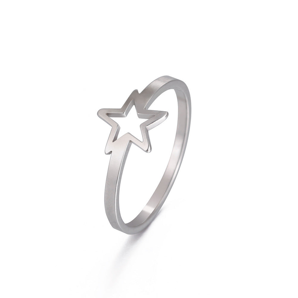 Stainless Steel Star Ring For Women Glossy Jewelry Gift