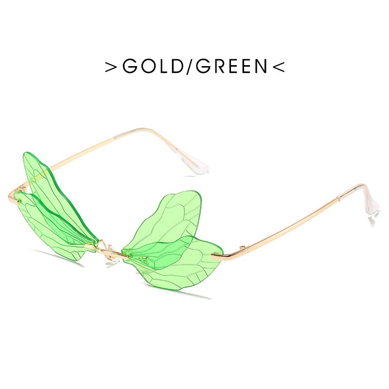 Dragonfly Wings Design Sunglasses With Metal Frame PC Lens UV400 Protection For Adults Durable Lightweight Fit